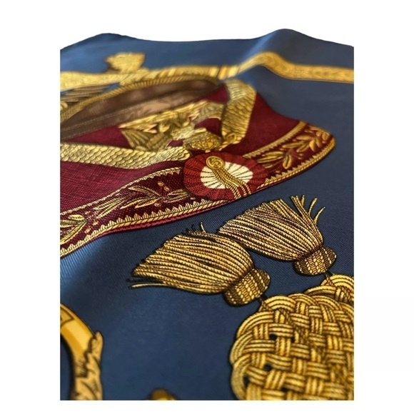 HERMES PARIS GRAND UNIFORME Blue By Joachim Metz Scarf Silk 35" SQR EX COND - Picture 14 of 14